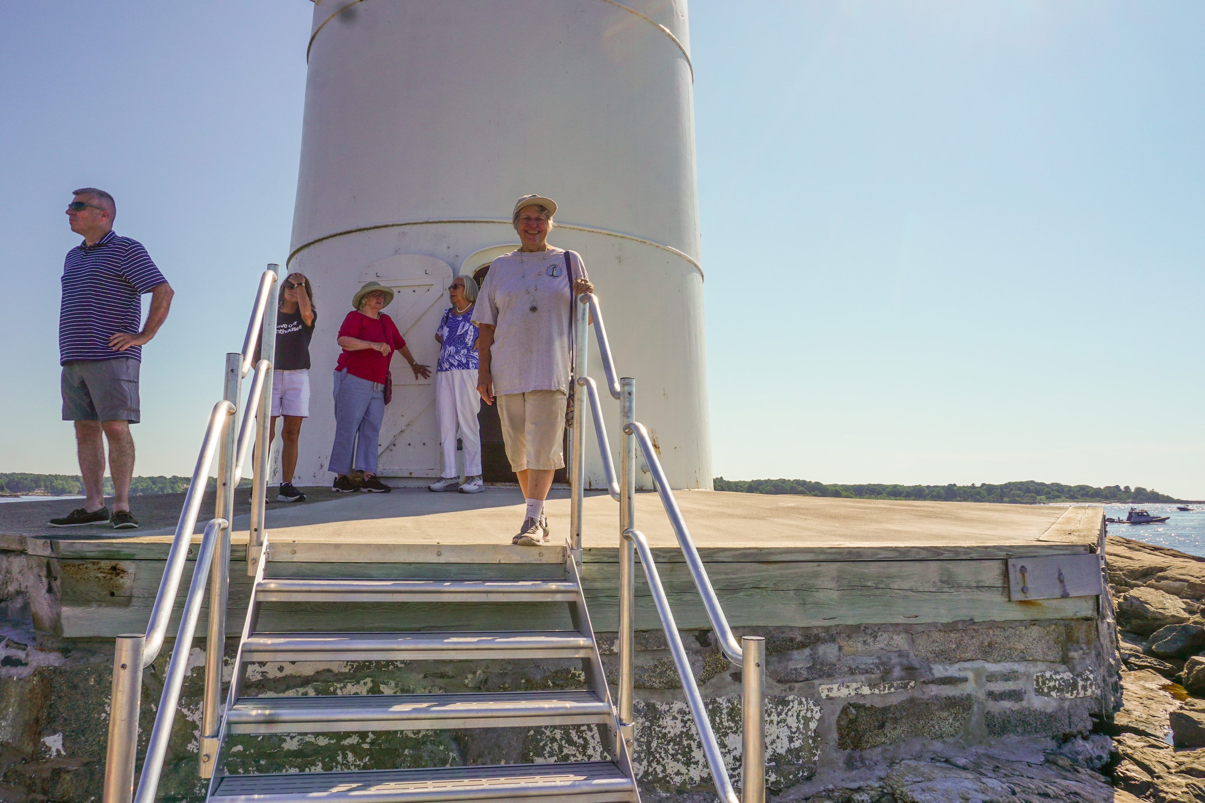 Portsmouth Harbor Light reopening visitors on platform — courtesy Sharon Mills